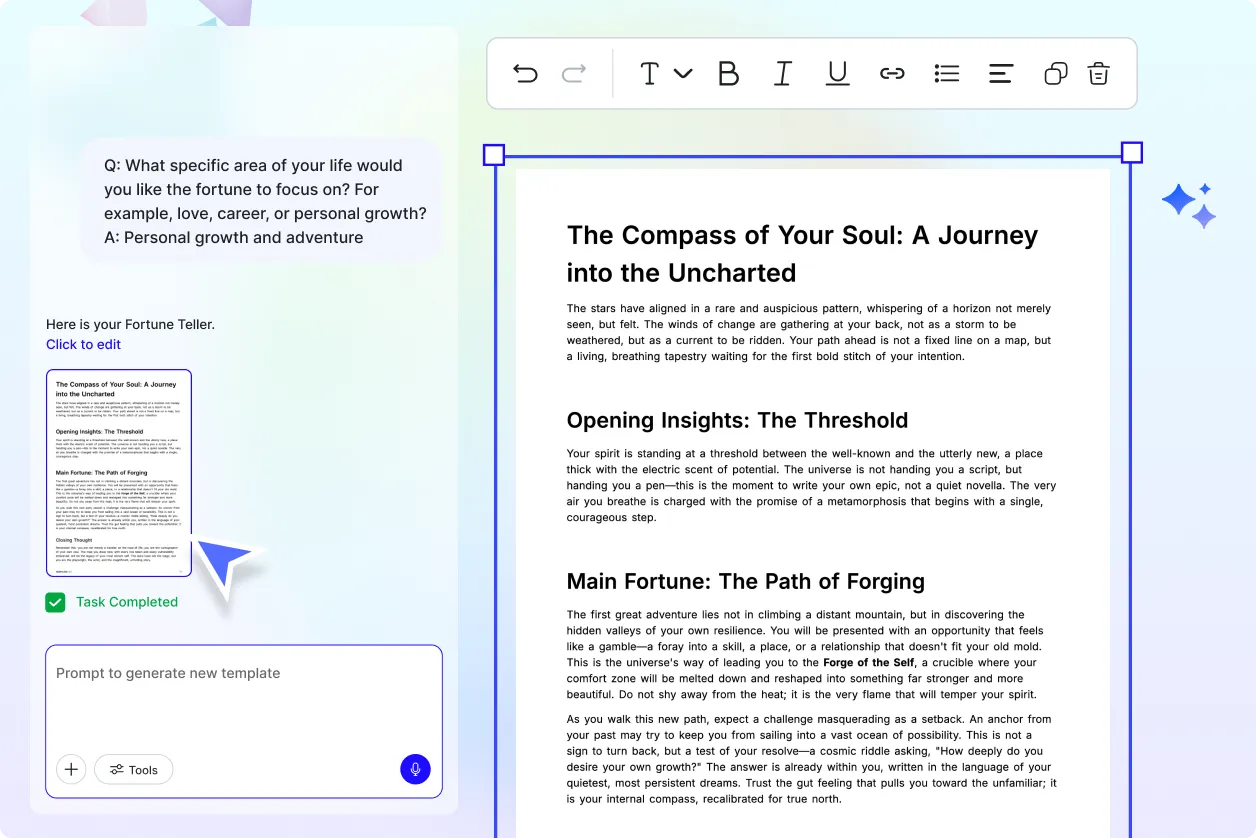 Free AI Fortune Teller Online | AI Fortune Reading Generator [ No Signup ]